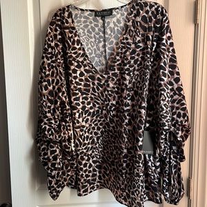 NWT Eloquii Leopard Print Ruched Sleeves Boise Size 20